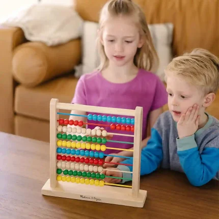 Melissa & Doug Wooden Abacus with 100 Colorful Beads for Early Math Learning