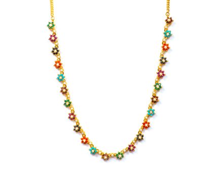 Blessed Blooms Necklace with natural gemstones, Sterling Silver 925, and 22k Gold plating