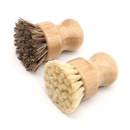 Natural Bamboo Dish Scrub Brushes for Cast Iron Pans and Pots