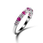 Gleam of Ruby and Moissanite Ring in sterling silver with ruby and Moissanite stones