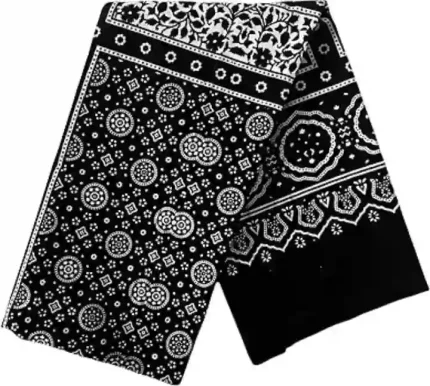 Black Sindhi Ajrak Shawl for Men with Traditional Patterns