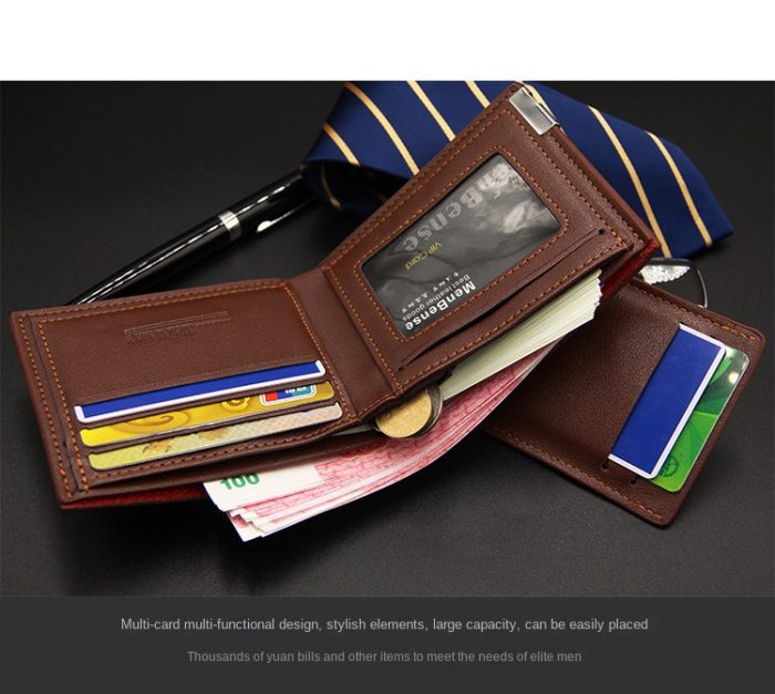 Men's short multi-function wallet with draw card holder, stylish and casual