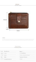 Men's slim leather wallet with card holder and coin pocket in brown and black.