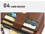 Men's slim leather wallet with card holder and coin pocket in brown and black.