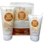 BNB Whitening Rice Organic Glow Kit – Face Wash, Scrub & Mask Set for Brightening