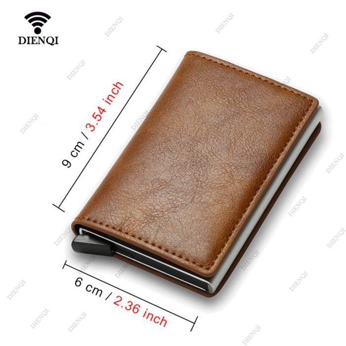 Vintage brown leather men's wallet with RFID protection and slim design for secure and stylish card holding