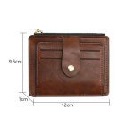 Men's slim leather wallet with card holder and coin pocket in brown and black.