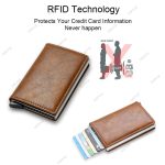 Vintage brown leather men's wallet with RFID protection and slim design for secure and stylish card holding