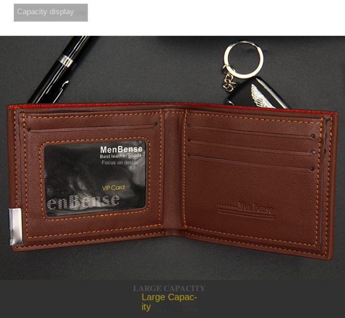 Men's short multi-function wallet with draw card holder, stylish and casual