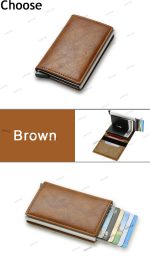 Vintage brown leather men's wallet with RFID protection and slim design for secure and stylish card holding