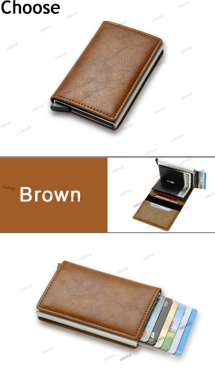 Vintage brown leather men's wallet with RFID protection and slim design for secure and stylish card holding