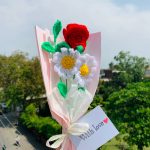 Handmade Crochet Flower Bouquet with Custom Stamped Note – Perfect Gift for Mother’s Day or Graduation