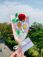 Handmade Crochet Flower Bouquet with Custom Stamped Note – Perfect Gift for Mother’s Day or Graduation