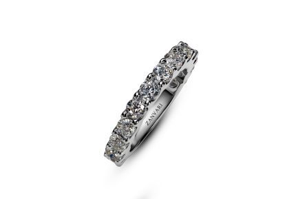 L'Amour Eternity Band in 925 sterling silver with 13 Moissanite stones and rhodium plating