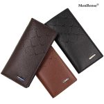 Men's long PU leather wallet with card holder, coin purse, and slim business design