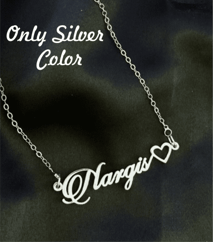 Customized silver name necklace with personalized locket