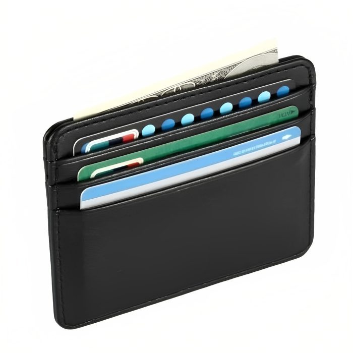 Mini slim smart card holder with 7 compartments for men's travel and everyday use