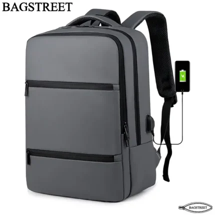 BAGSTREET black laptop backpack with USB port, waterproof and shockproof design for 15.6-inch laptops