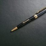 Personalized black gold metal pen with custom name and elegant box packaging – perfect gift