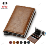 Vintage brown leather men's wallet with RFID protection and slim design for secure and stylish card holding