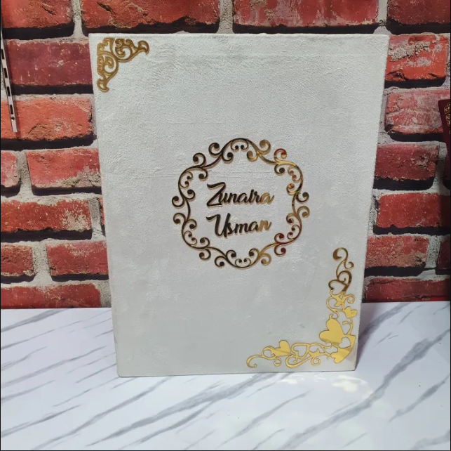 Velvet Customized Nikkah Booklet in 8 x 12 size, personalized for a memorable wedding ceremony