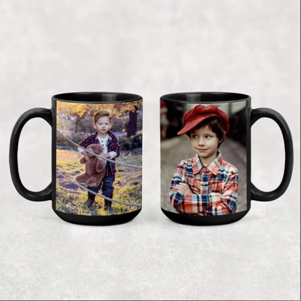 Personalized 11oz black mug with custom name, photo, or logo – perfect gift