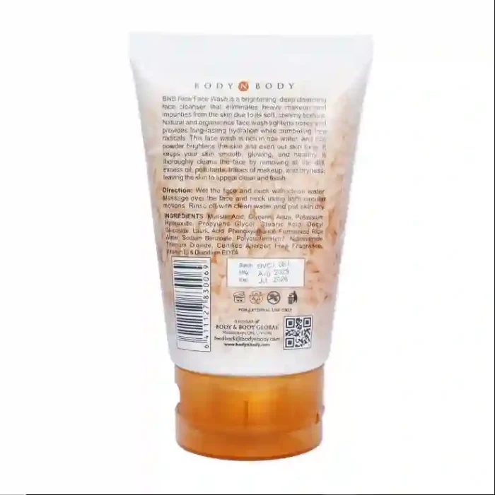 BNB Rice Facewash 120ml – Gentle Cleansing with Rice Extracts for All Skin Types