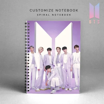 BTS logo printed notebook with free gift, customizable A5 spiral notebook for KPOP ARMY fans