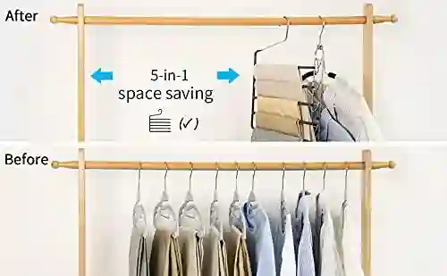 Nature Smile 3-Pack Heavy Duty Pants Hangers - 5-Tier Space Saving Non-Slip Closet Organizer