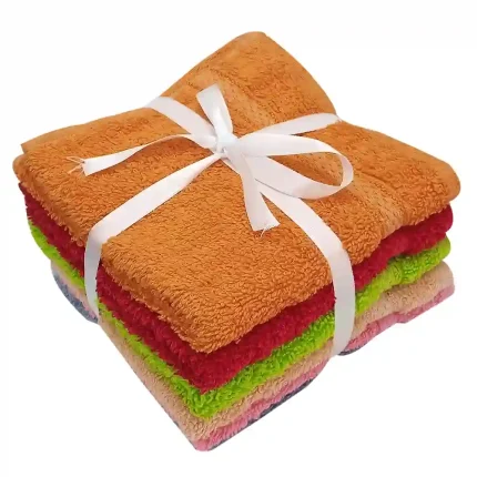 100% Cotton Hand Towel Face Towel – Multicolor, 12 x 12 Inches, Super Soft