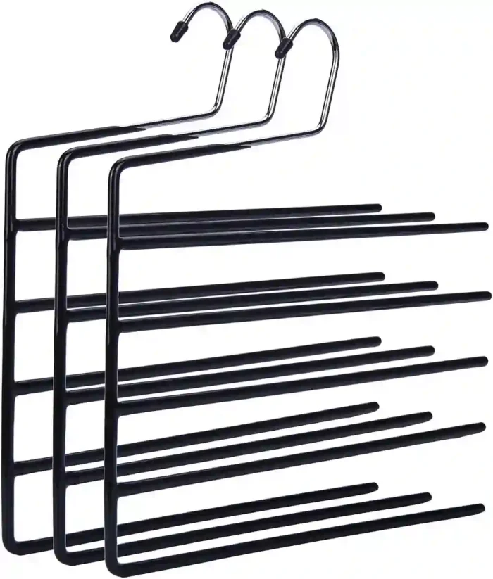 Nature Smile 3-Pack Heavy Duty Pants Hangers - 5-Tier Space Saving Non-Slip Closet Organizer