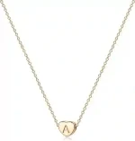 14K gold-plated dainty initial heart necklace with letter pendant for women