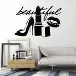 Black self-adhesive makeup products wall sticker for home, parlor, and bridal room decoration