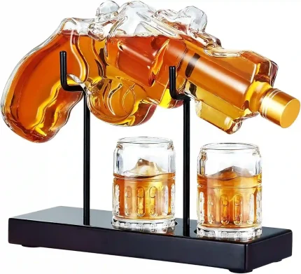 Kollea Gun Whiskey Decanter Set - Revolver Design, Perfect Gift for Men, Military Enthusiasts, and Home Bar Decor