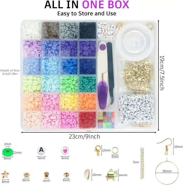 Gionlion 6000 Clay Beads Kit for Girls - Friendship Bracelet and Jewelry Making Kit with 24 Colors