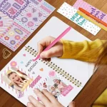 DIY Journal Kit for Girls with stickers, colorful pens, glitter tapes, and a 60-page spiral journal – perfect creative gift