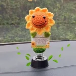 Handmade Sunflowers Hippie Bobblehead - Car Dashboard Decor for Women, Positive Gift Idea