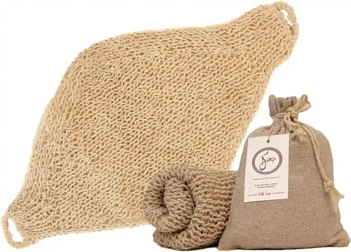 Natural Loofah Exfoliating Body Scrubber with handles for bath and shower