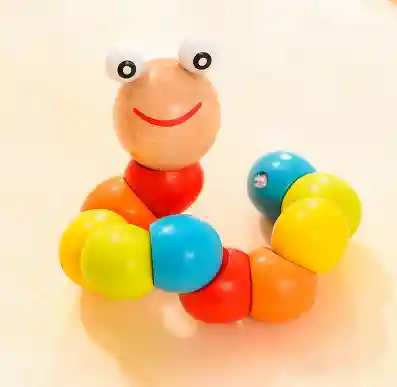 Colorful baby caterpillar wooden toy for early learning, crafted from non-toxic wood