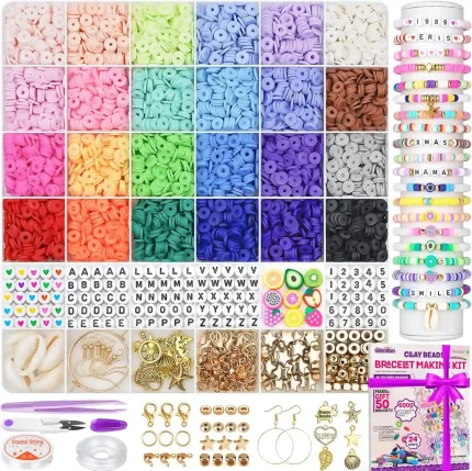 Gionlion 6000 Clay Beads Kit for Girls - Friendship Bracelet and Jewelry Making Kit with 24 Colors