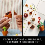 LEGO Icons Tiny Plants Building Set with 9 miniature plants in terracotta-colored pots, part of the Botanical Collection for adults