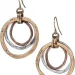 Handmade Sunrise Tricolor Dangle Earrings by Judith Stiles - Copper, Brass, Silver