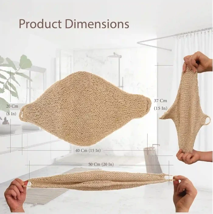 Natural Loofah Exfoliating Body Scrubber with handles for bath and shower