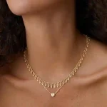 14K gold-plated dainty initial heart necklace with letter pendant for women