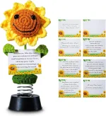 Handmade Sunflowers Hippie Bobblehead - Car Dashboard Decor for Women, Positive Gift Idea