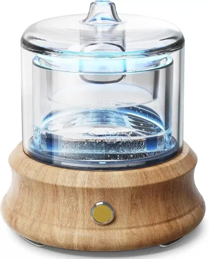 80ML Glass Essential Oil Diffuser with Natural Wood Base, 7-Color LED, and USB Power - Perfect for Aromatherapy and Relaxation