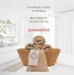 Natural Loofah Exfoliating Body Scrubber with handles for bath and shower