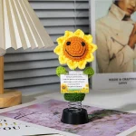 Handmade Sunflowers Hippie Bobblehead - Car Dashboard Decor for Women, Positive Gift Idea