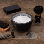 Beau Brummell Marble Shaving Soap Bowl - Handmade Natural Black Marble with Grooves for Rich Lather