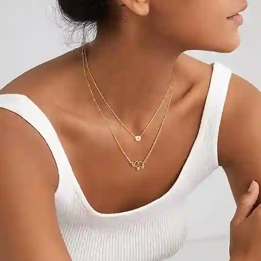 14K gold-plated dainty initial heart necklace with letter pendant for women